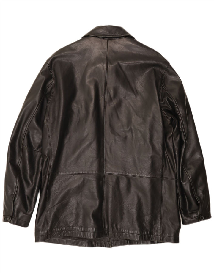 Jaqueta de couro masculina Anson's Herrenhaus UK 38 couro preto médio