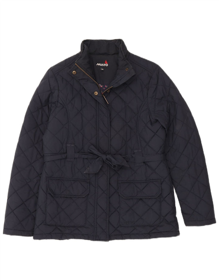 Jaqueta acolchoada feminina Musto UK 14 grande poliéster azul marinho