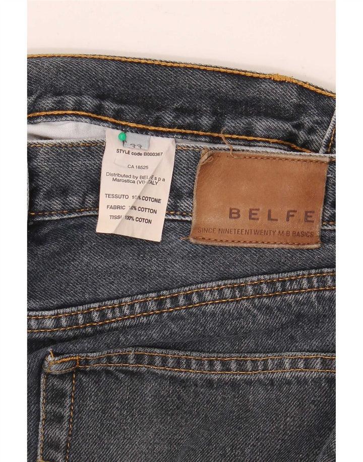 Belfe Calça jeans masculina cortada W33 L26 algodão azul