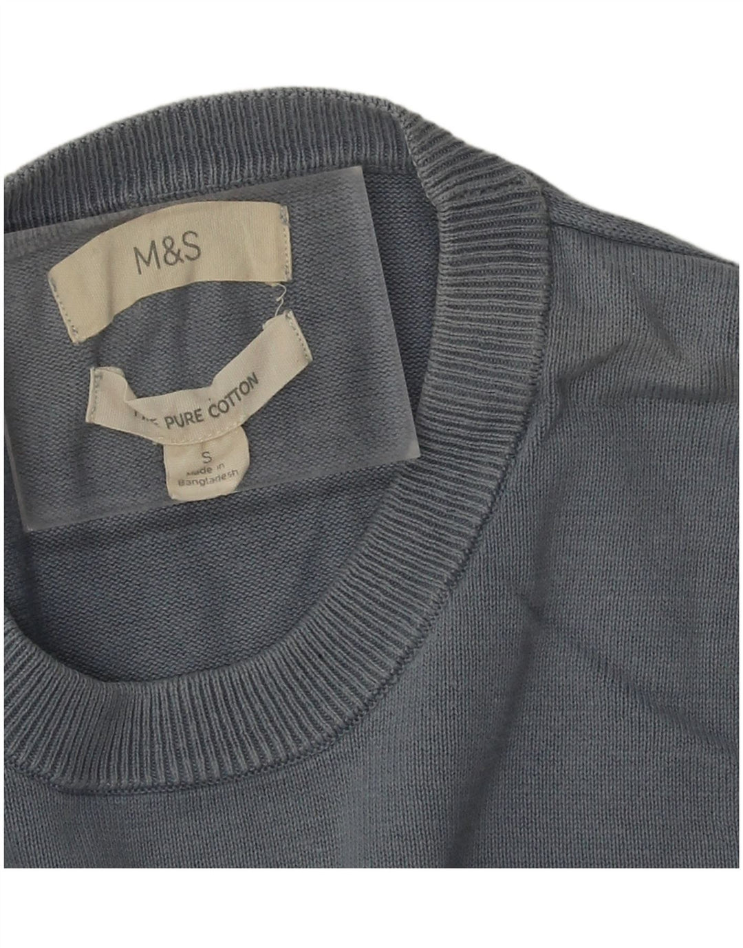Suéter masculino Marks & Spencer com gola redonda e algodão azul pequeno