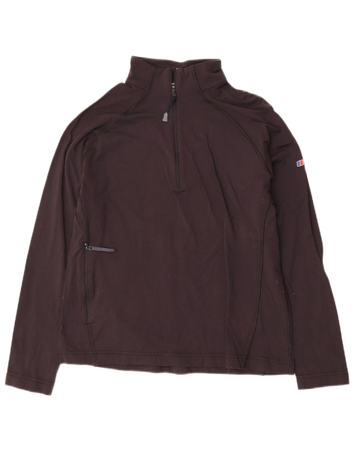 Berghaus pulôver feminino com zíper e gola alta, pulôver, Reino Unido 12, médio, preto, nylon