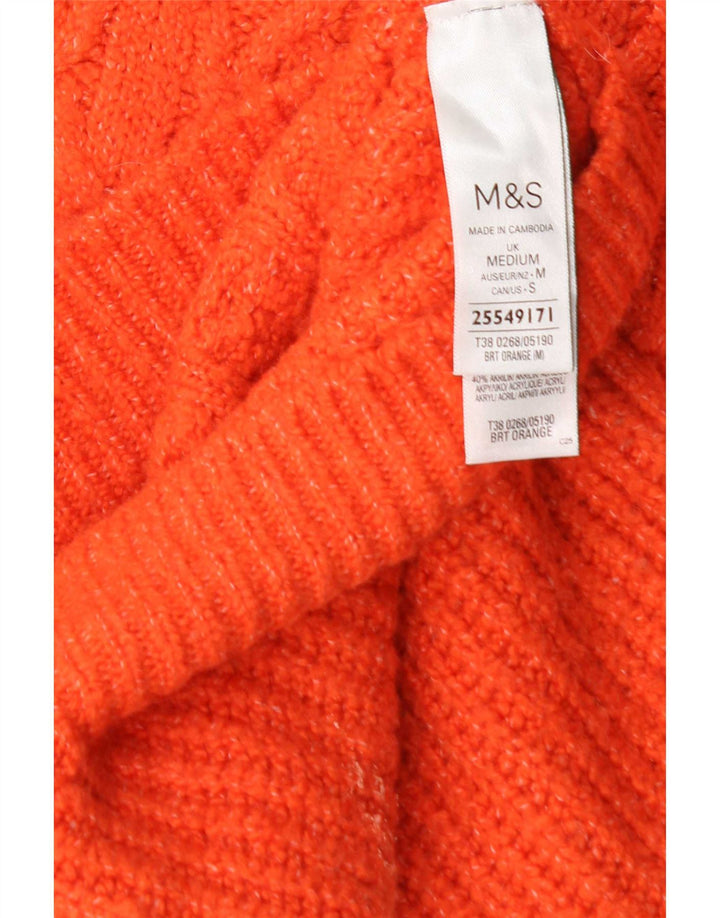 Suéter feminino Marks & Spencer com gola tartaruga Reino Unido 14 médio laranja
