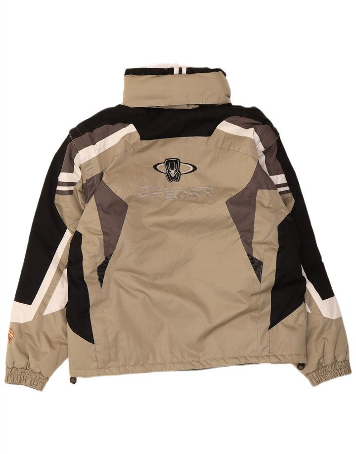 Jaqueta de esqui masculina Spyder UK 40 grande bloco colorido bege