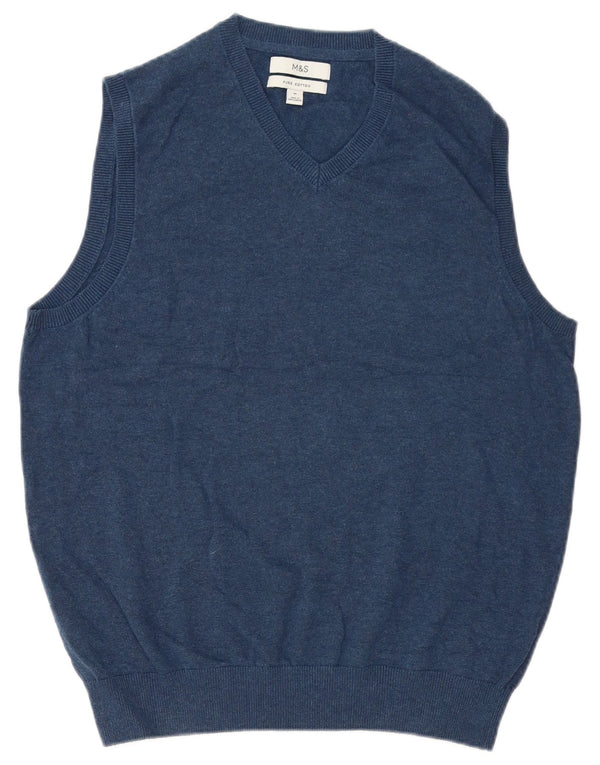 Regata masculina Marks & Spencer com colete de algodão azul médio