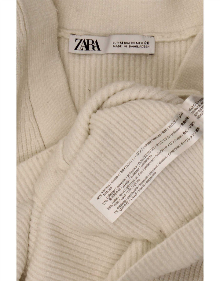 Suéter cardigã feminino Zara Reino Unido 12 viscose branca média