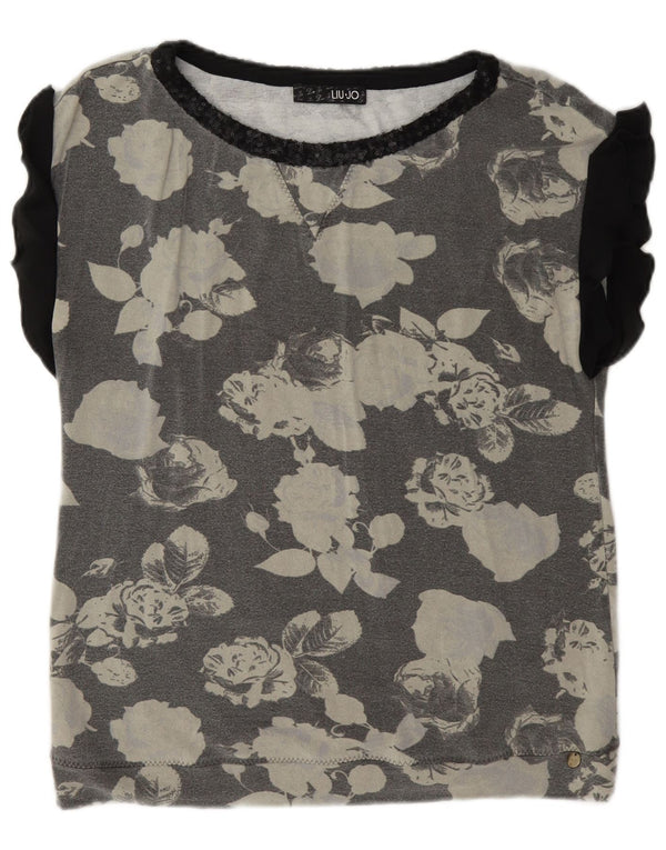 Blusa feminina Liu Jo Top IT 44 viscose floral cinza médio
