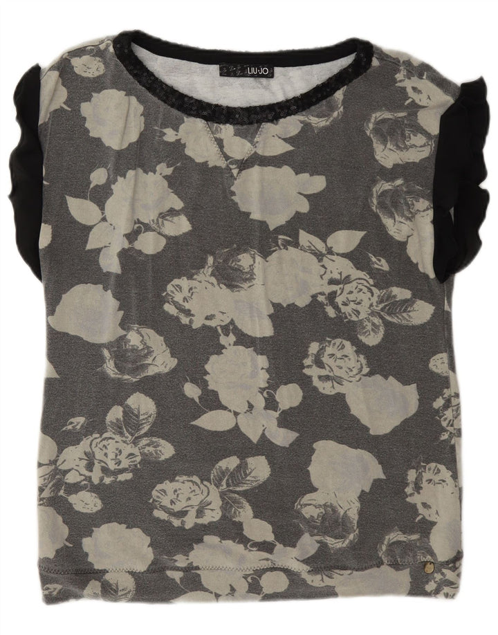 Blusa feminina Liu Jo Top IT 44 viscose floral cinza médio