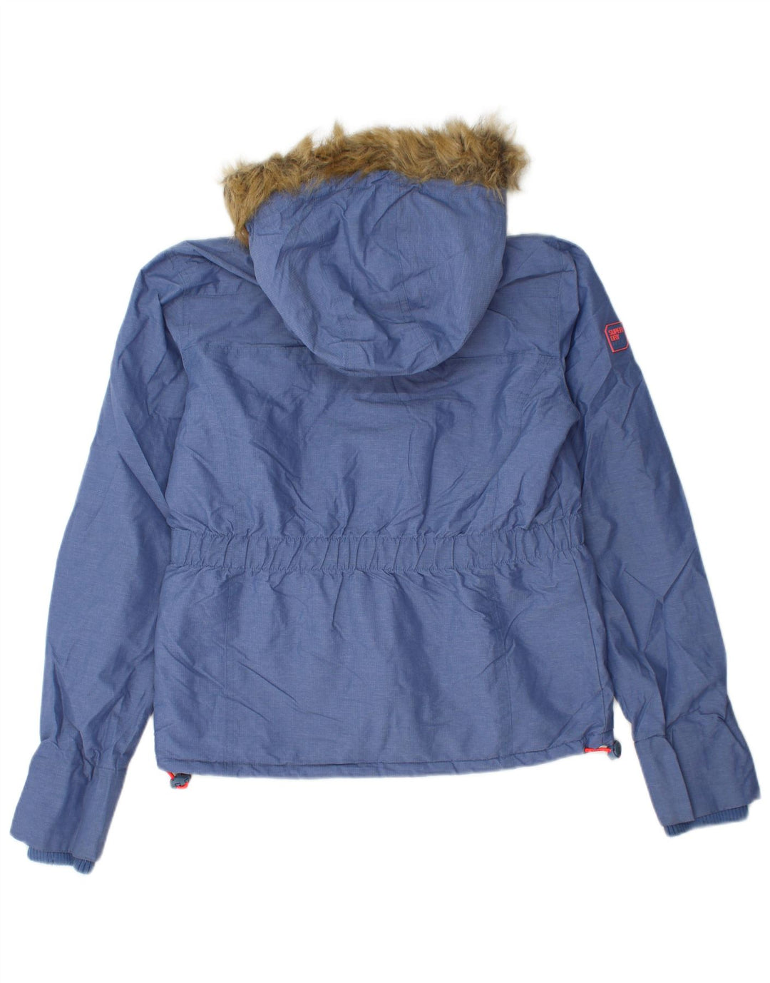 Jaqueta corta-vento feminina SUPERDRY com capuz gráfico UK 14 azul médio
