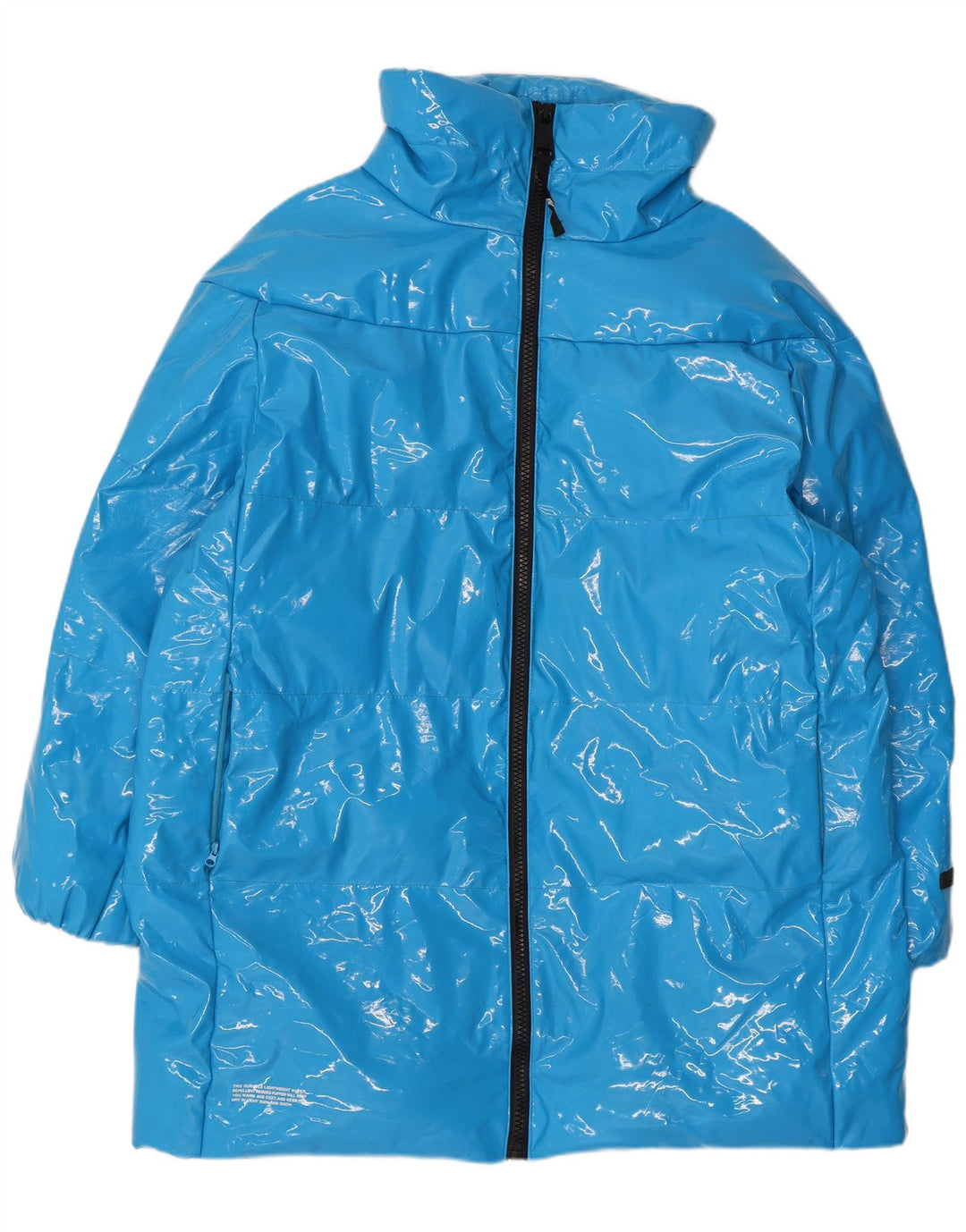 Casaco acolchoado superdimensionado feminino Juicy Couture UK 14 poliuretano azul médio