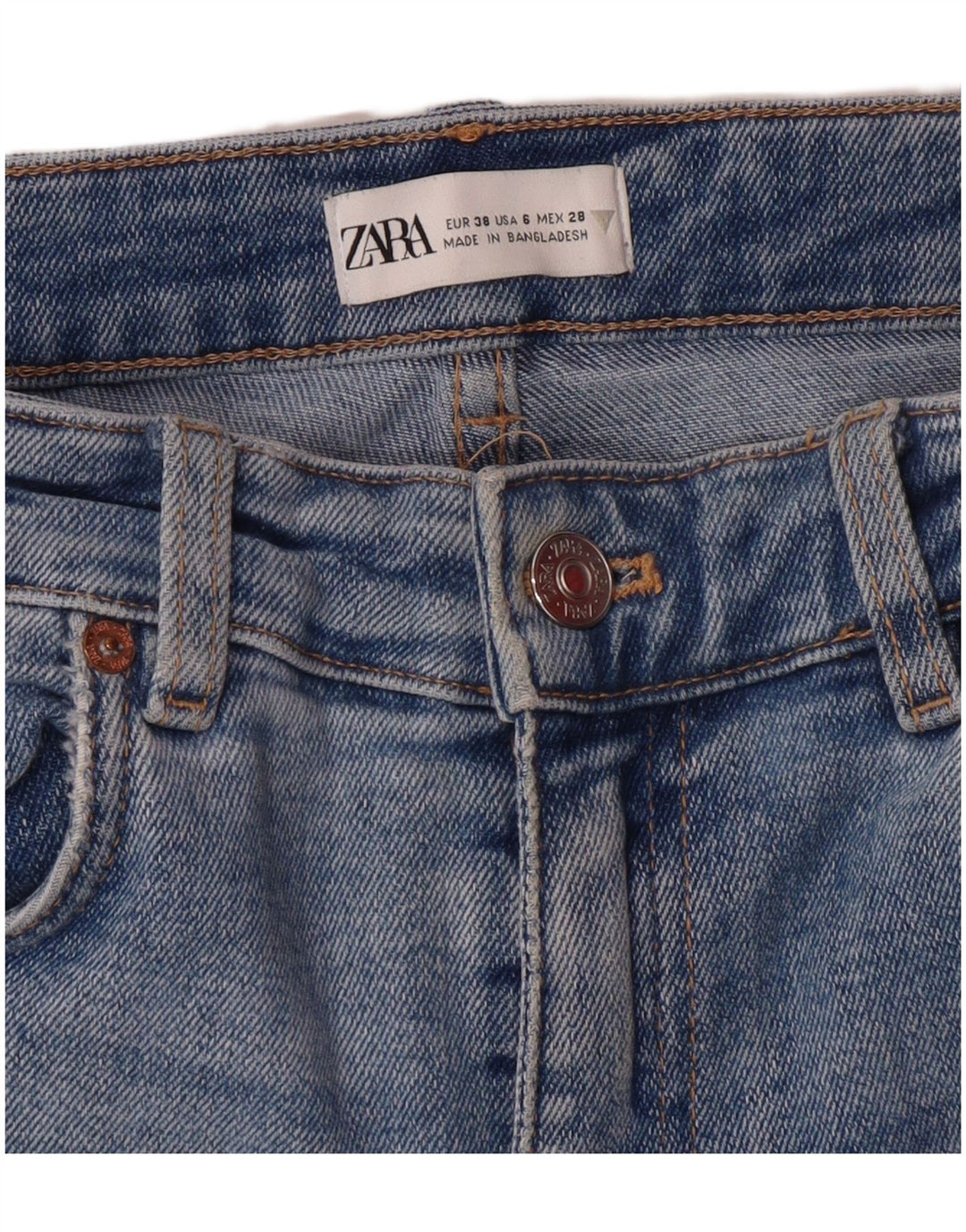 Zara Jeans skinny feminino de cintura alta UE 38 pequeno W28 L27 azul clássico