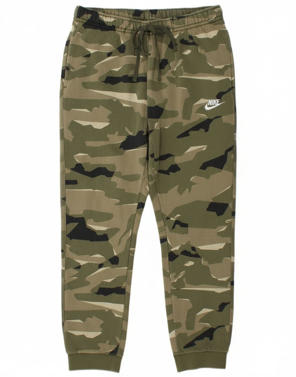 Calça de treino masculina Nike Joggers grande algodão camuflado verde