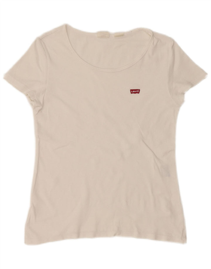 Camiseta feminina Levi's Crop Top UK 12 Médio Branco