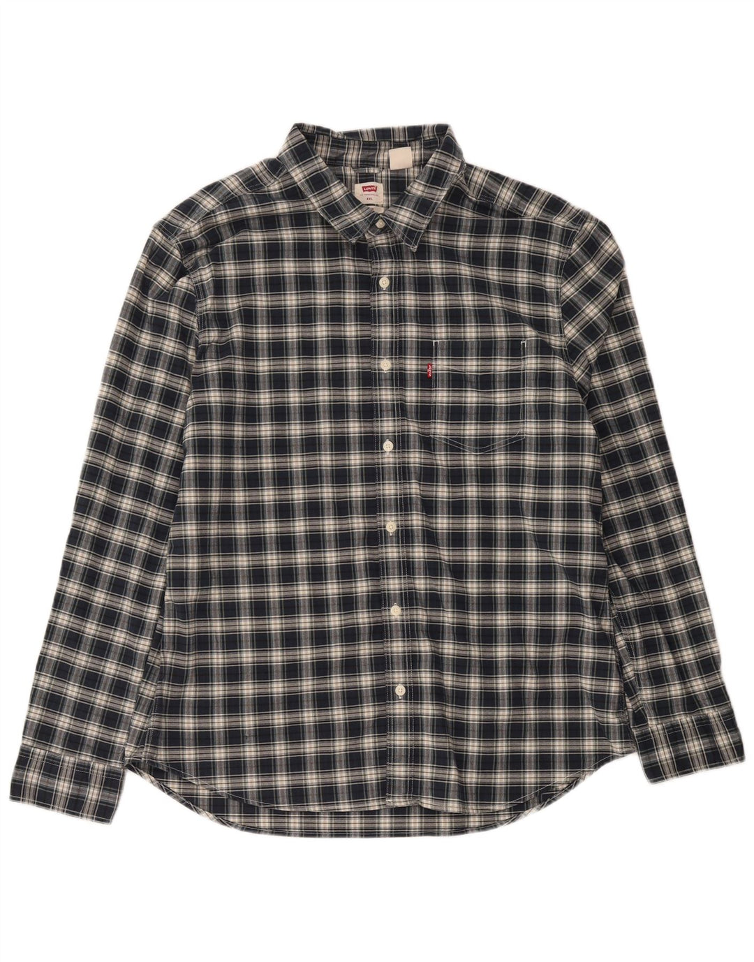 Camisa masculina Slim Levi's 2XL algodão xadrez azul marinho