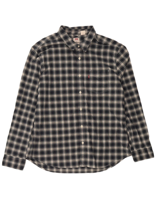 Camisa masculina Slim Levi's 2XL algodão xadrez azul marinho