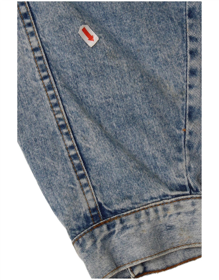 Jaqueta jeans feminina vintage Reino Unido 12 algodão azul médio