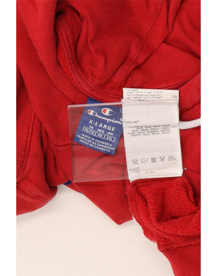 CHAMPION Mens Graphic Hoodie Jumper XL Algodão Vermelho