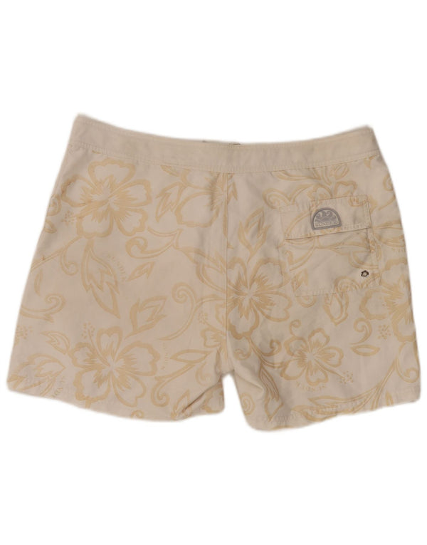 Sundek Mens Graphic Natação Shorts Grande Poliéster Floral Branco
