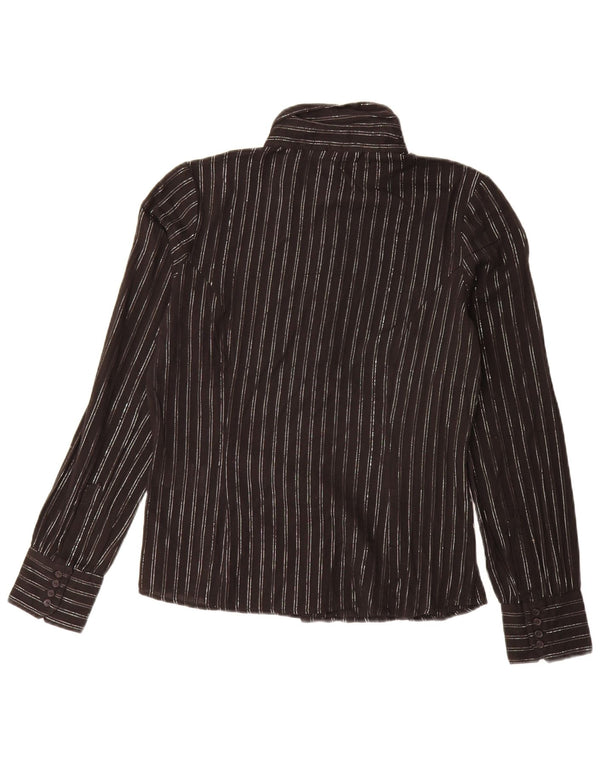 Camisa feminina Carrera UK 14 algodão listrado preto médio
