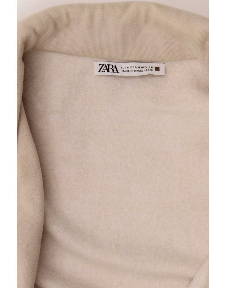 Sobretudo aberto grande Zara feminino Reino Unido 14 algodão bege médio