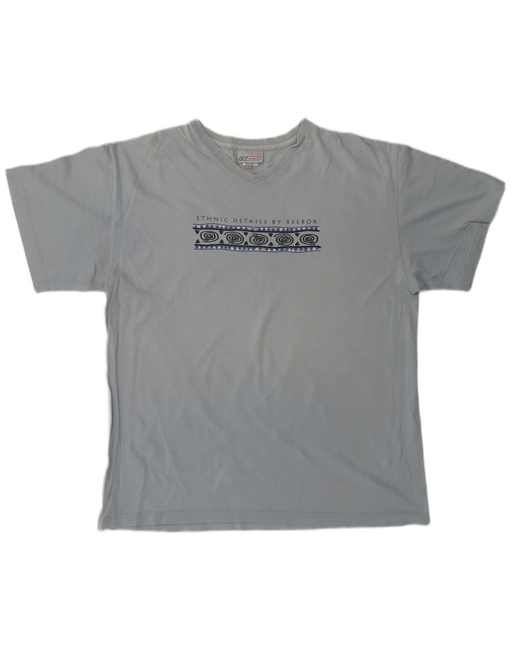 REEBOK Camiseta masculina gráfica Top grande algodão azul