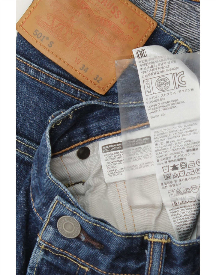 Levi's Masculino 501 Straight Jeans W34 L32 Azul Algodão