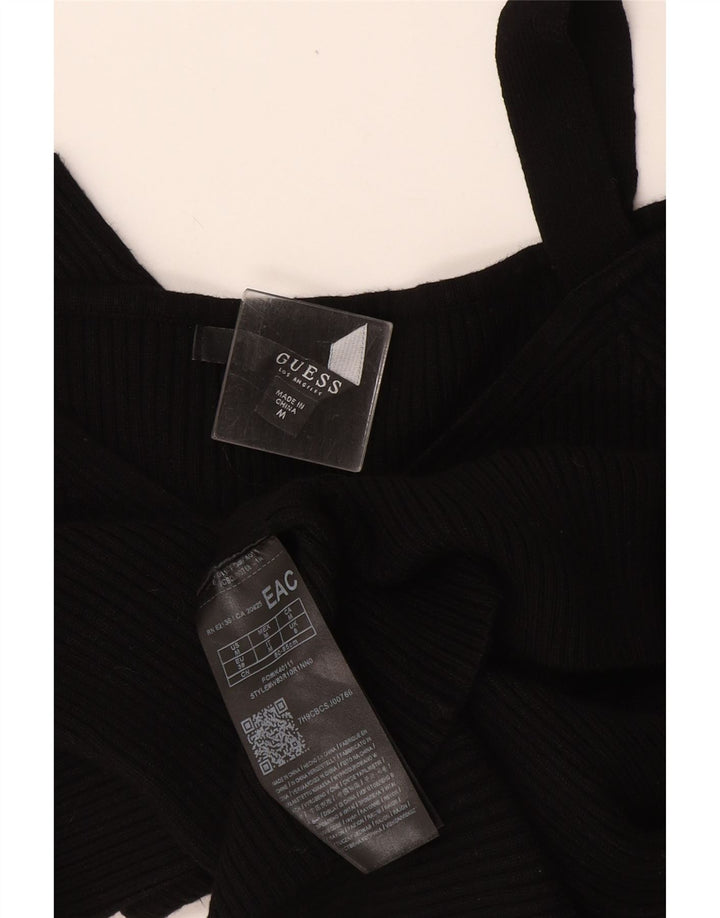 Guess Top feminino curto sem ombros Reino Unido 8 pequeno rayon preto