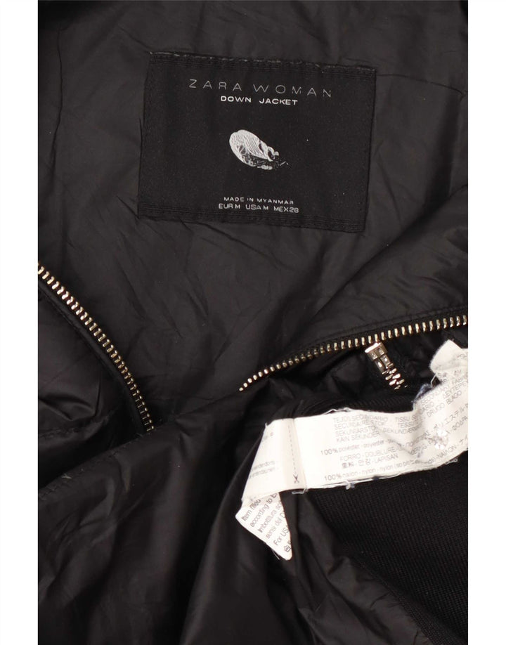 Colete acolchoado feminino Zara UK 12 poliéster preto médio