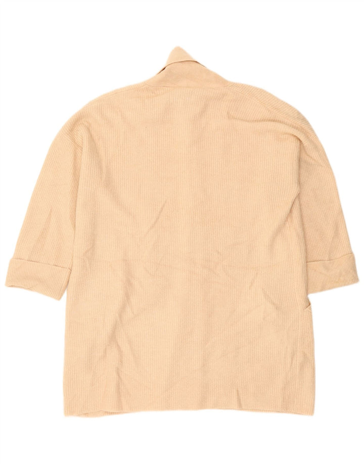 Suéter cardigã feminino Jack Wills oversized longline Reino Unido 10 pequeno bege