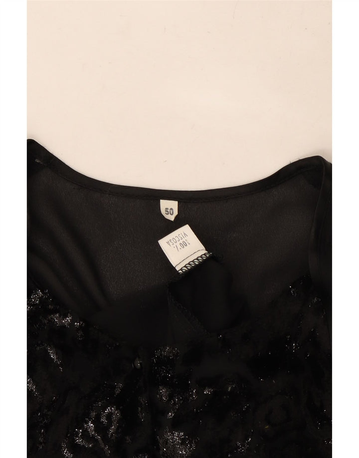 Blusa feminina VINTAGE IT 50 XL preta viscose