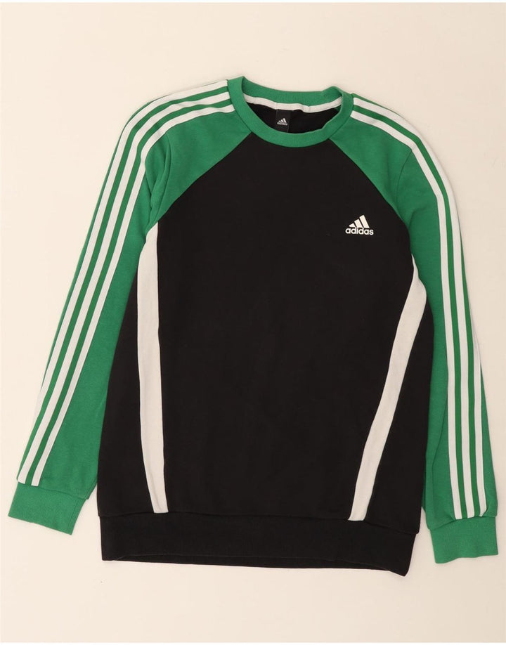 Adidas Mens Moletom Jumper Médio Preto Colorblock Algodão