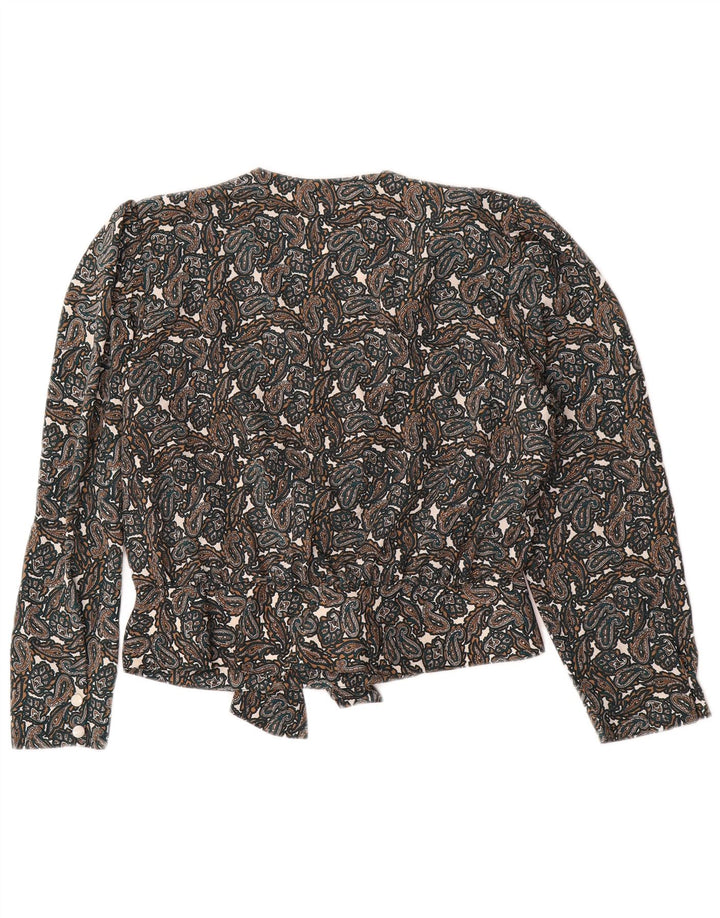 DIANA BENTALLS Camisa feminina Blusa IT 46 Grande Marrom Paisley Poliéster