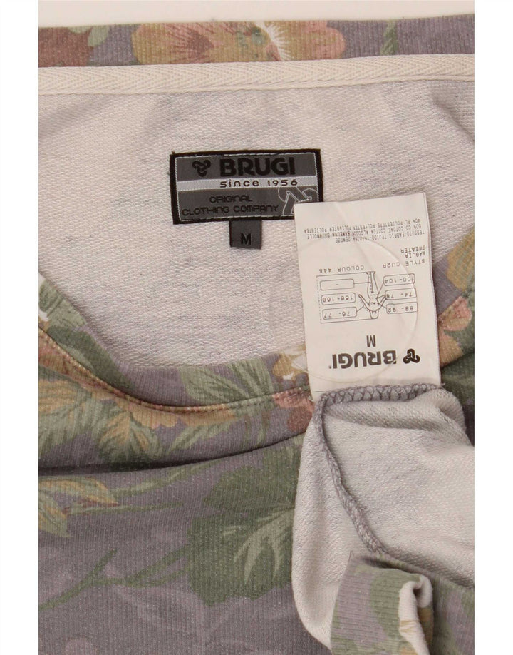 Suéter feminino Brugi de algodão floral cinza médio