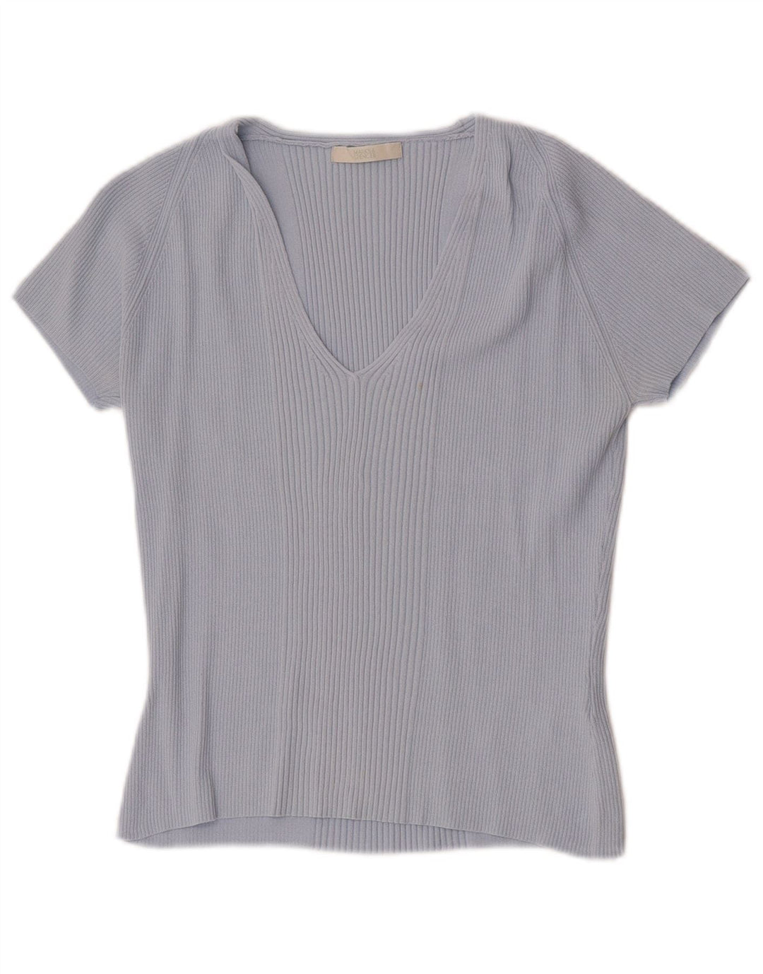 Camiseta feminina Marks & Spencer Crop Top UK 14 Viscose azul médio