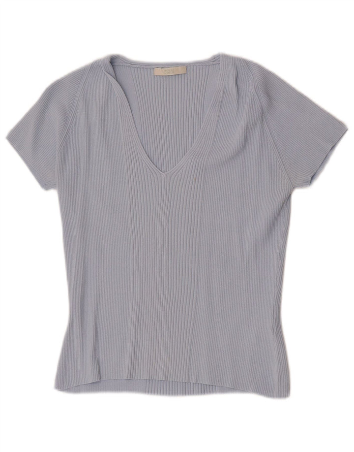 Camiseta feminina Marks & Spencer Crop Top UK 14 Viscose azul médio
