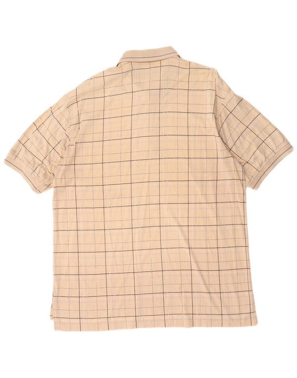 Camisa polo masculina Izod grande algodão xadrez bege