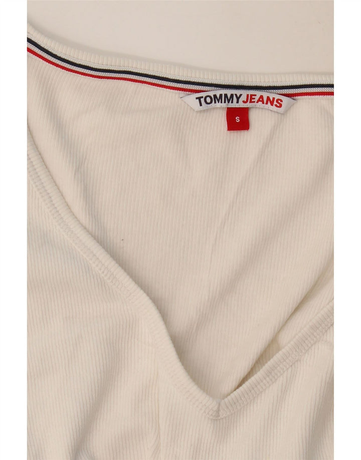Top cropped feminino TOMMY HILFIGER manga comprida UK 8 pequeno branco