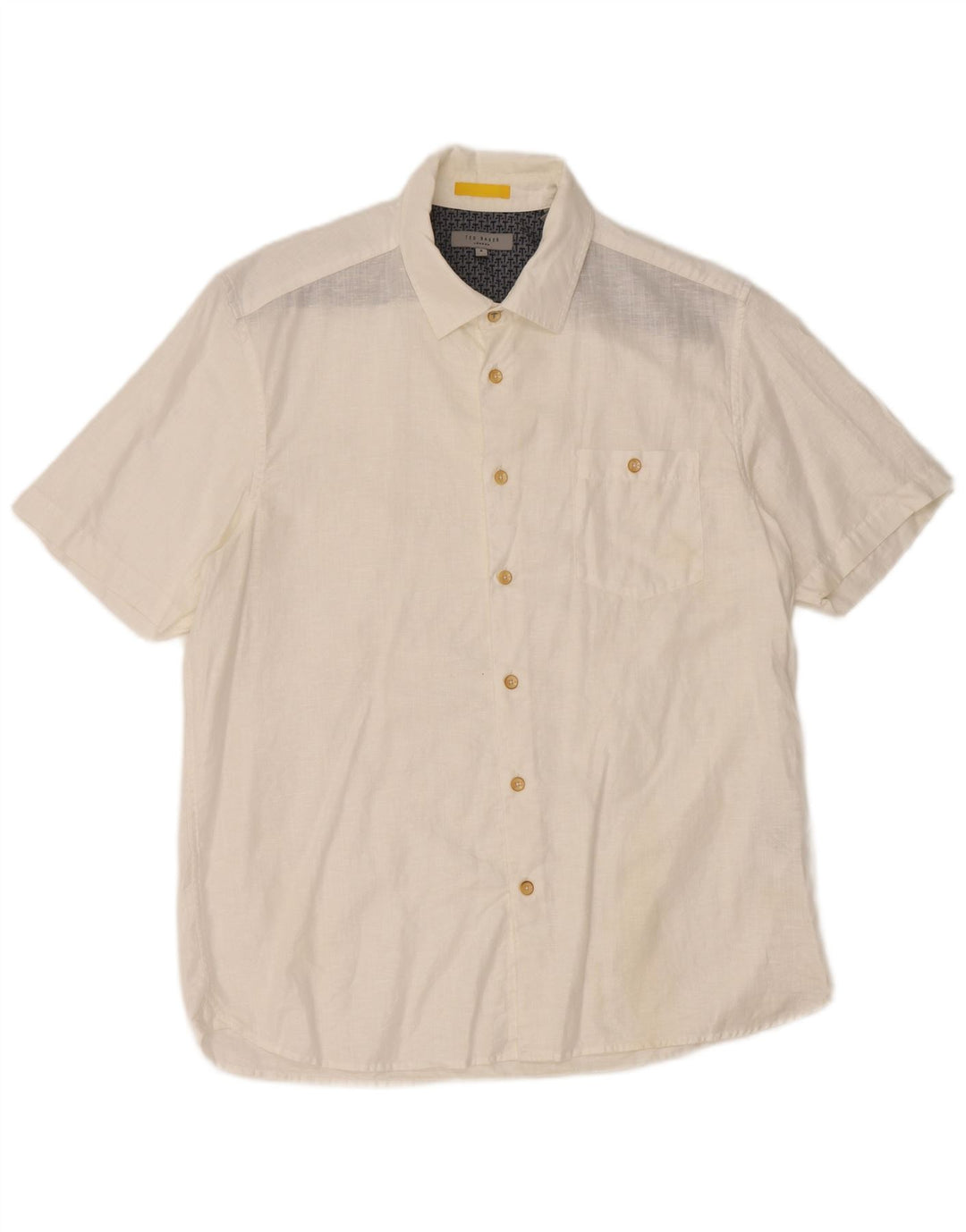 Camisa masculina de manga curta TED BAKER tamanho 5 XL linho branco