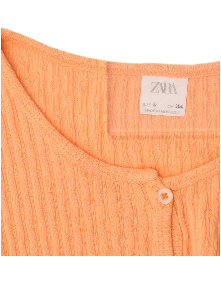 Zara Girls Top curto de manga curta 8-9 anos laranja