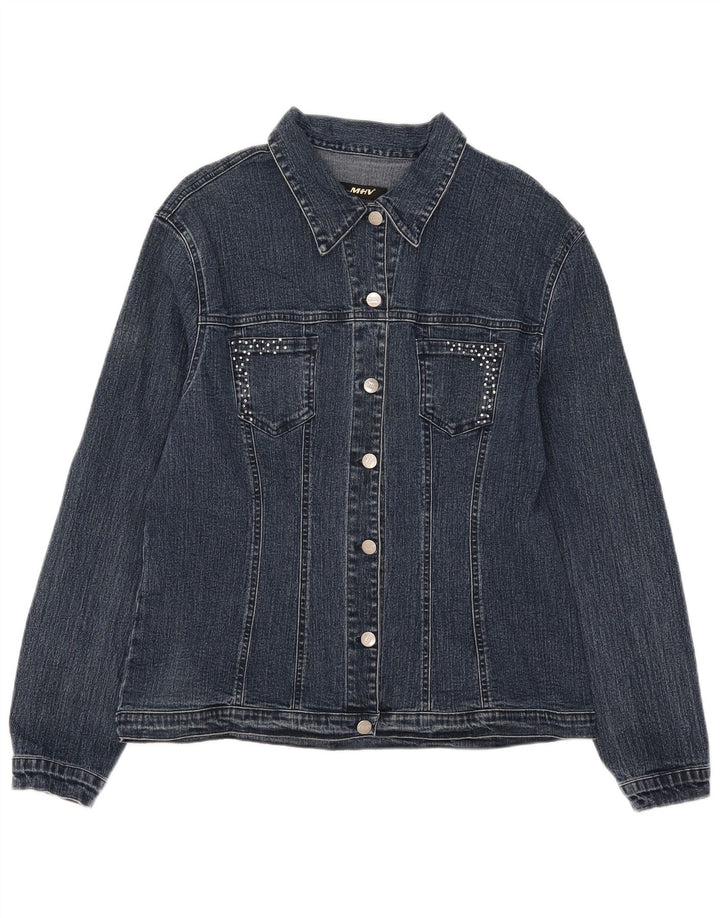 Jaqueta jeans feminina vintage UK 14 azul médio