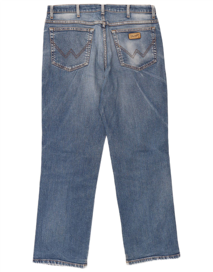 Wrangler Mens Straight Jeans W36 L30 Azul Algodão