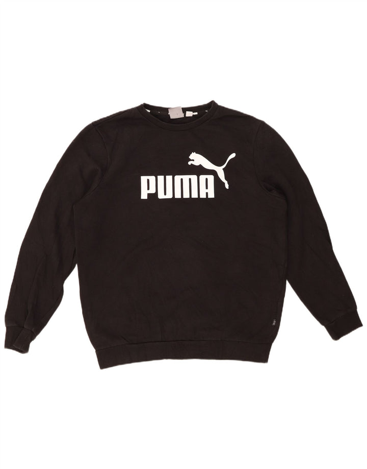 PUMA Mens Graphic Moletom Jumper Médio Algodão Preto