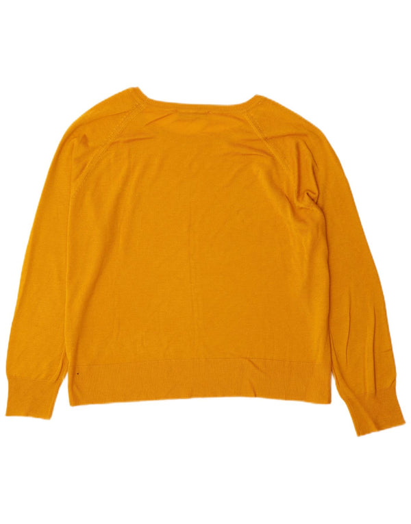 Zara Suéter feminino com gola canoa e gola redonda Reino Unido 16 grande amarelo