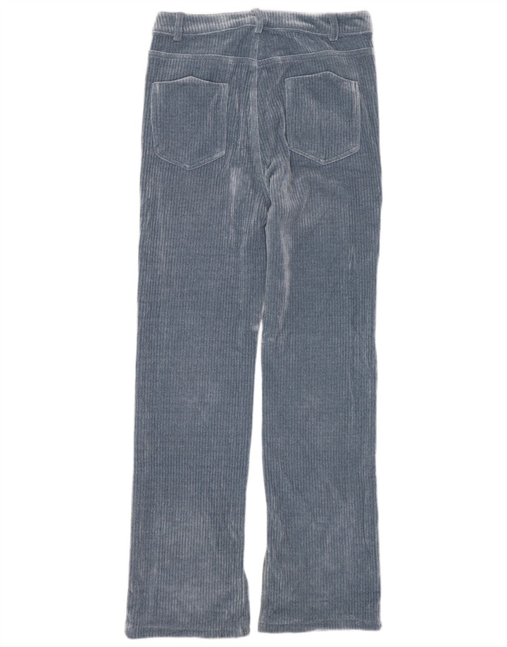 Calça feminina reta de veludo Zara EU 40 médio W30 L30 azul poliéster