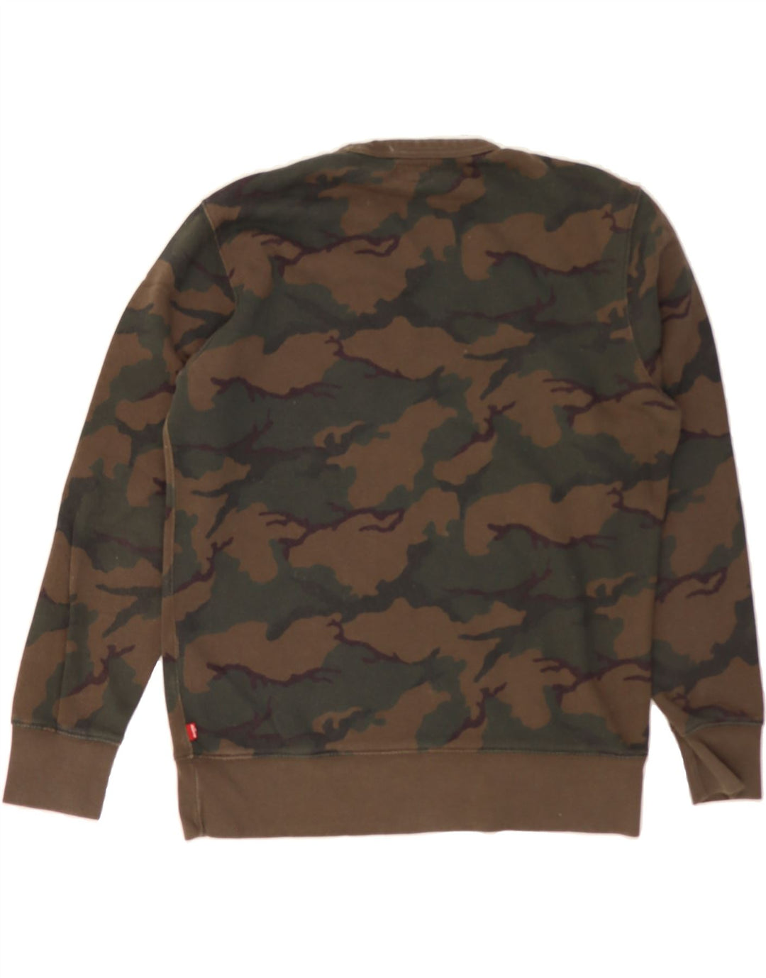 LEVI'S Mens Graphic Sweatshirt Jumper Medium Brown Camouflage Cotton Army Vintage Levi's and Second-Hand Levi's from Messina Hembry 