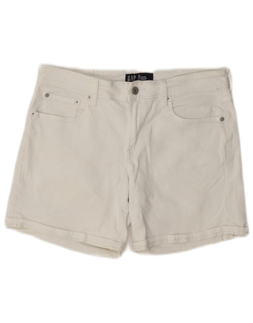 Shorts jeans feminino regular padrão Gap W28 algodão branco médio