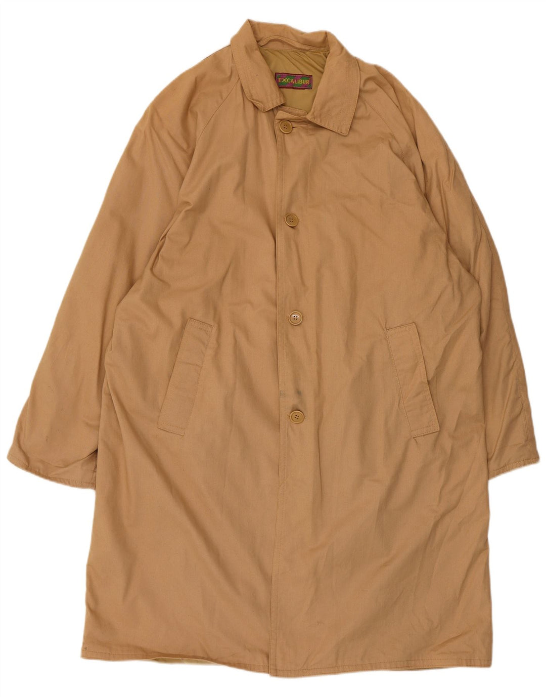 Trench coat masculino vintage solto de algodão bege pequeno