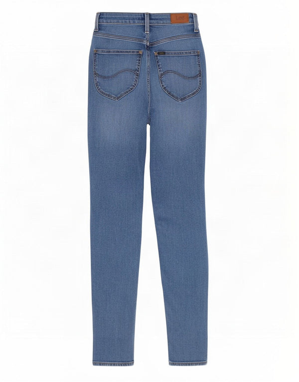 Lee Womens Scarlett High Slim Jeans W26 L31 Azul Algodão