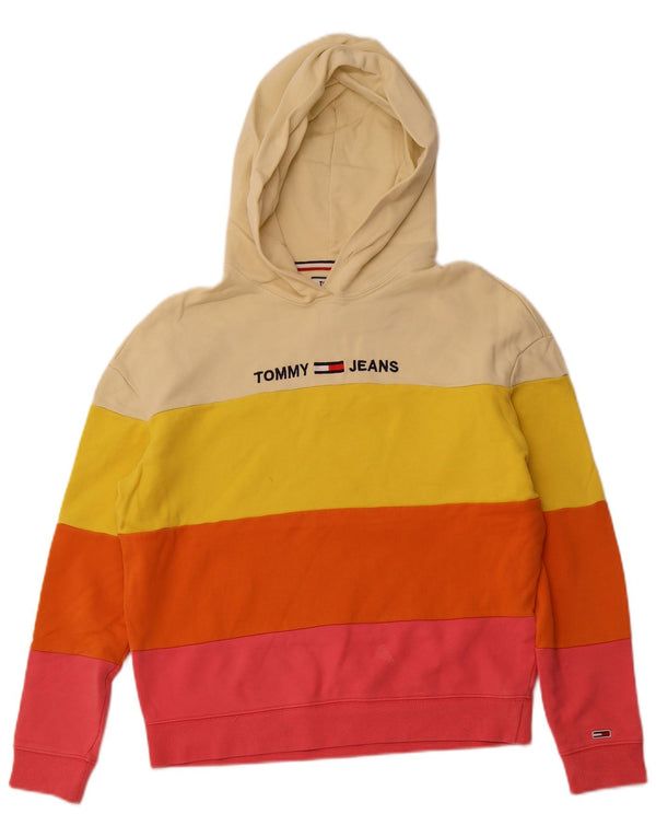 TOMMY HILFIGER Womens Hoodie Jumper UK 10 Small Multicoloured Colourblock