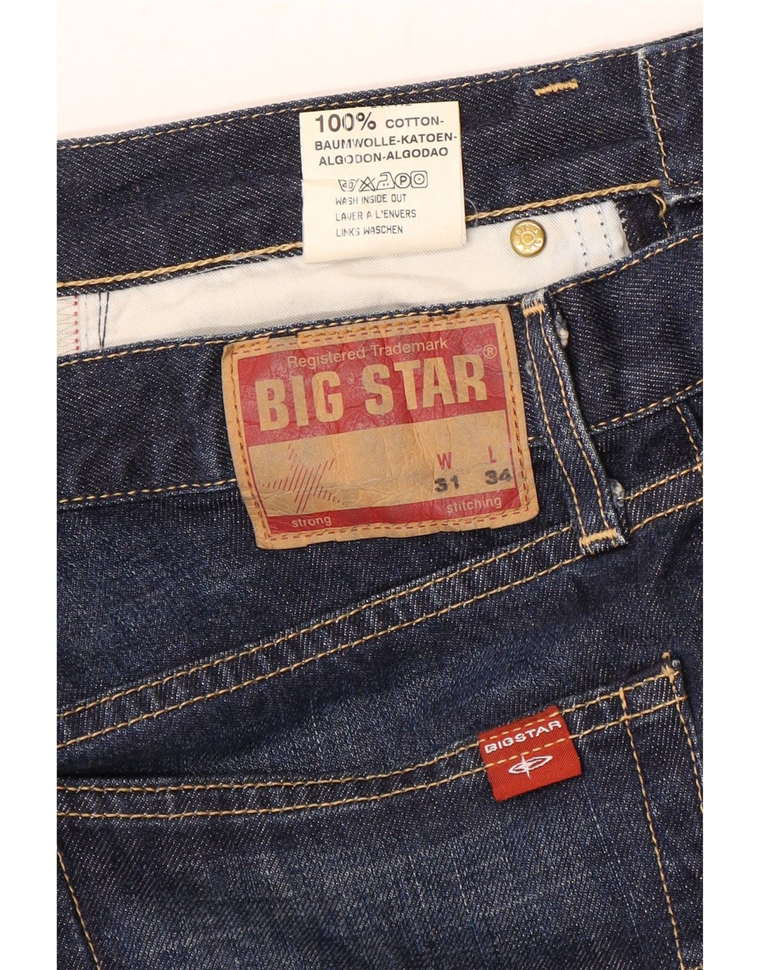 Calça jeans reta masculina Big Star W31 L31 algodão azul