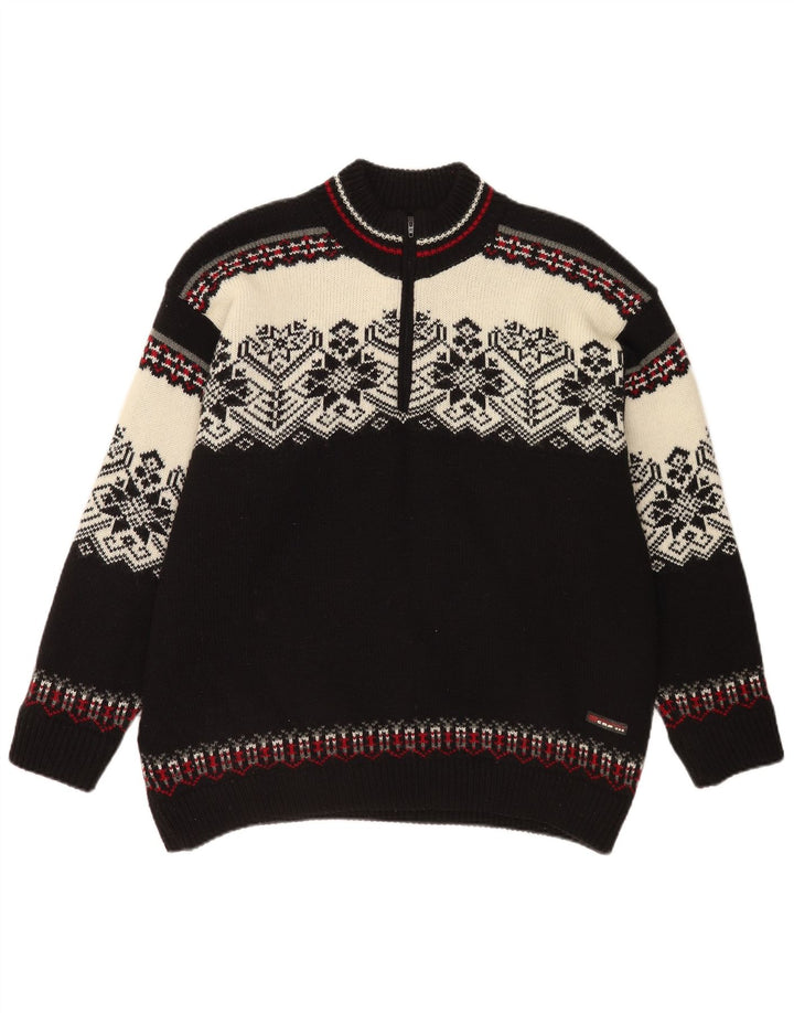 Suéter masculino Campagnolo com zíper e gola XL multicolorido de lã Fair Isle